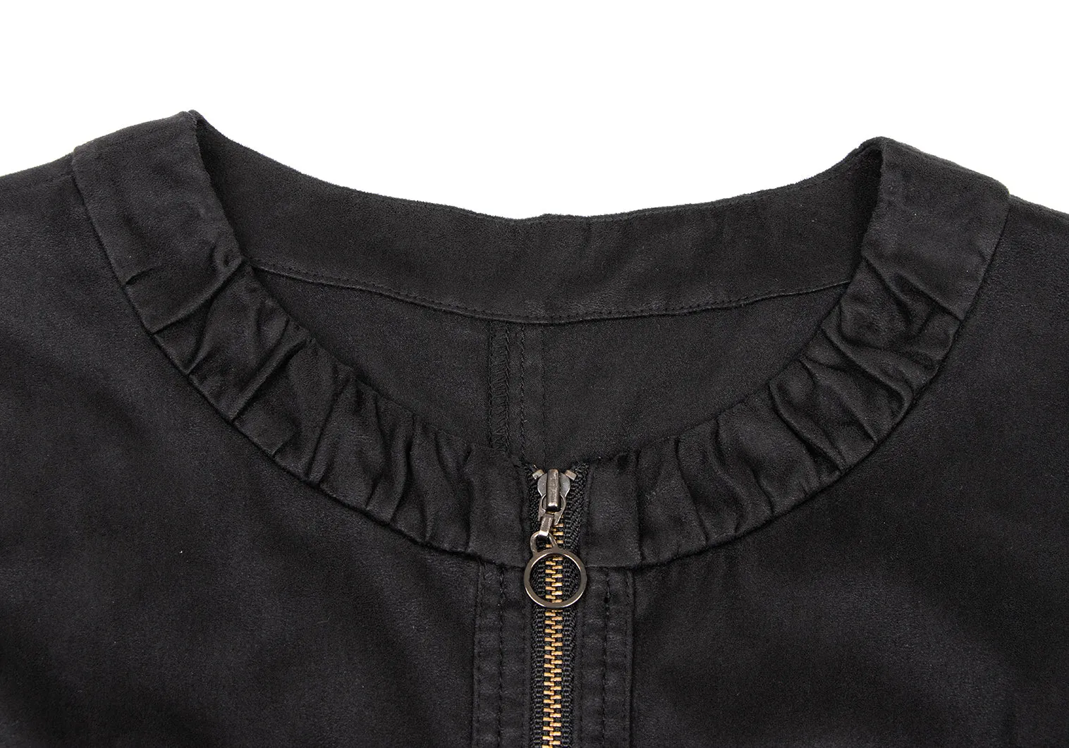 HIROKO KOSHINO HIROKO BIS JAPAN. Tunique/Robe courte en daim synthétique noir à fermeture éclair