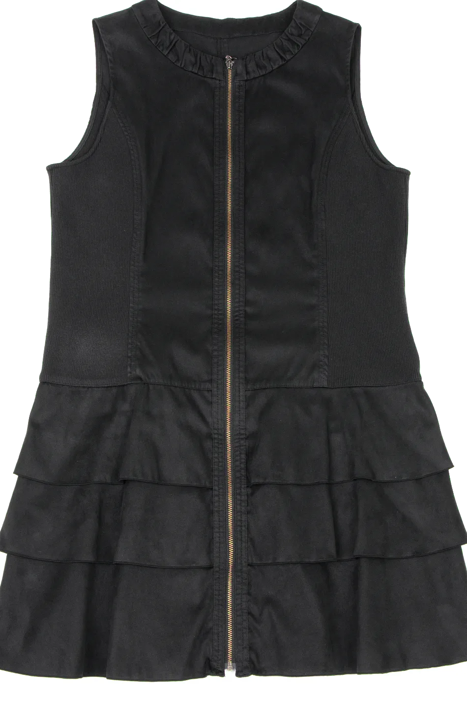 HIROKO KOSHINO HIROKO BIS JAPAN. Tunique/Robe courte en daim synthétique noir à fermeture éclair