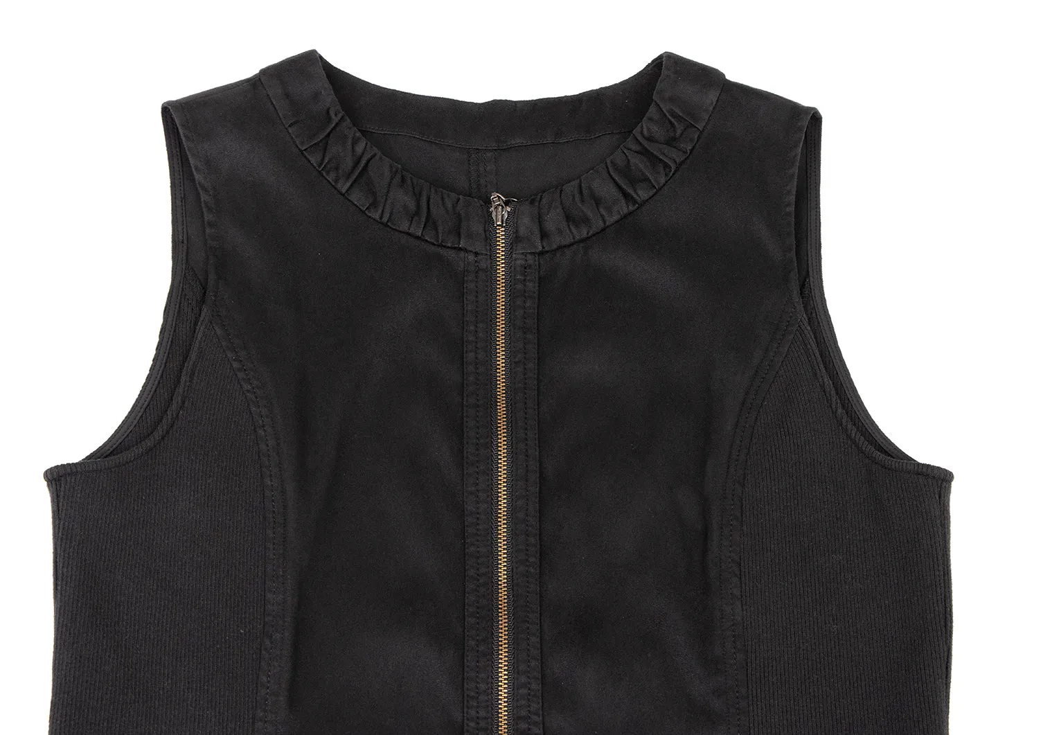 HIROKO KOSHINO HIROKO BIS JAPAN. Tunique/Robe courte en daim synthétique noir à fermeture éclair