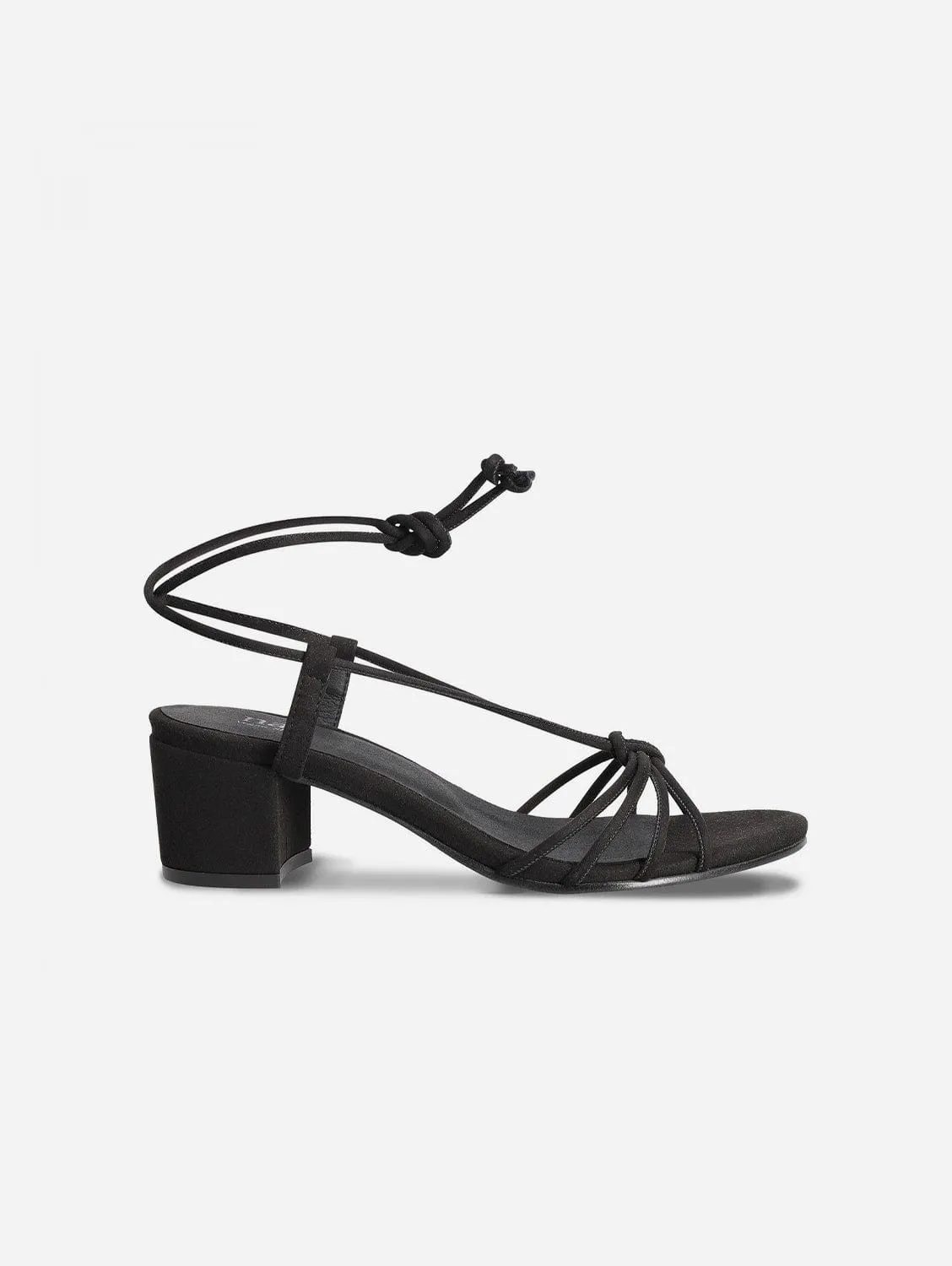 Sandales à lacets cheville à talons en suédine vegan Holly | Noir