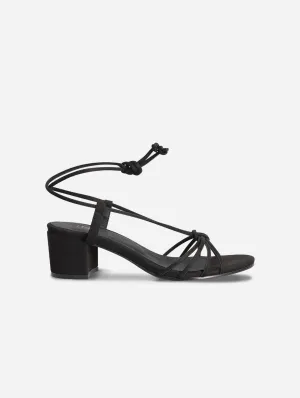 Sandales à lacets cheville à talons en suédine vegan Holly | Noir