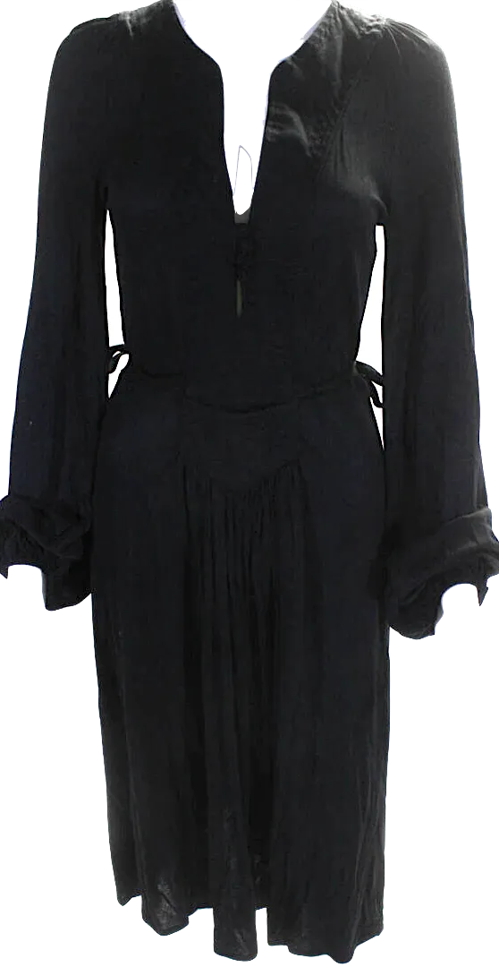 Isabel Marant Paris. Robe mi-longue en jersey à manches longues et encolure en V avec ceinture nouée - Noir
