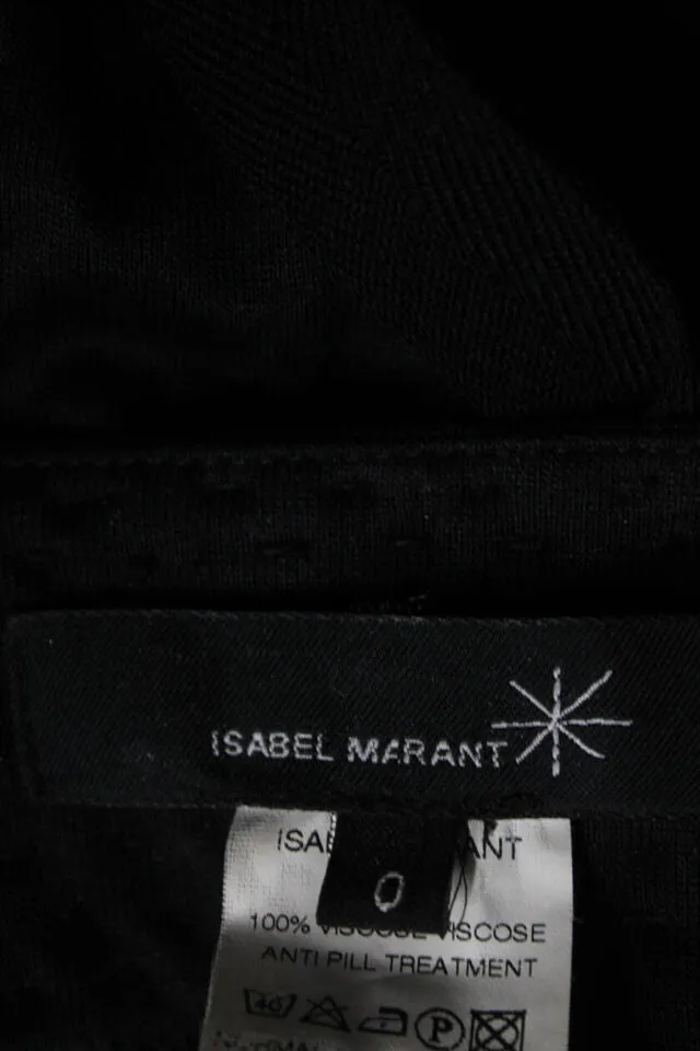 Isabel Marant Paris. Robe mi-longue en jersey à manches longues et encolure en V avec ceinture nouée - Noir
