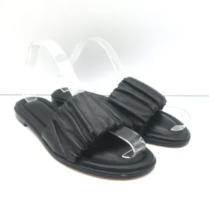 J.Crew Sandales plates à lanières élastiques Menorca en cuir noir Taille 9 NEUVE