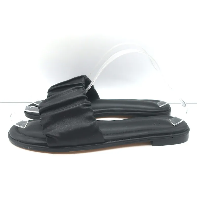 J.Crew Sandales plates à lanières élastiques Menorca en cuir noir Taille 9 NEUVE
