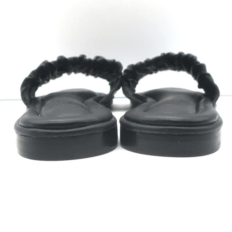 J.Crew Sandales plates à lanières élastiques Menorca en cuir noir Taille 9 NEUVE