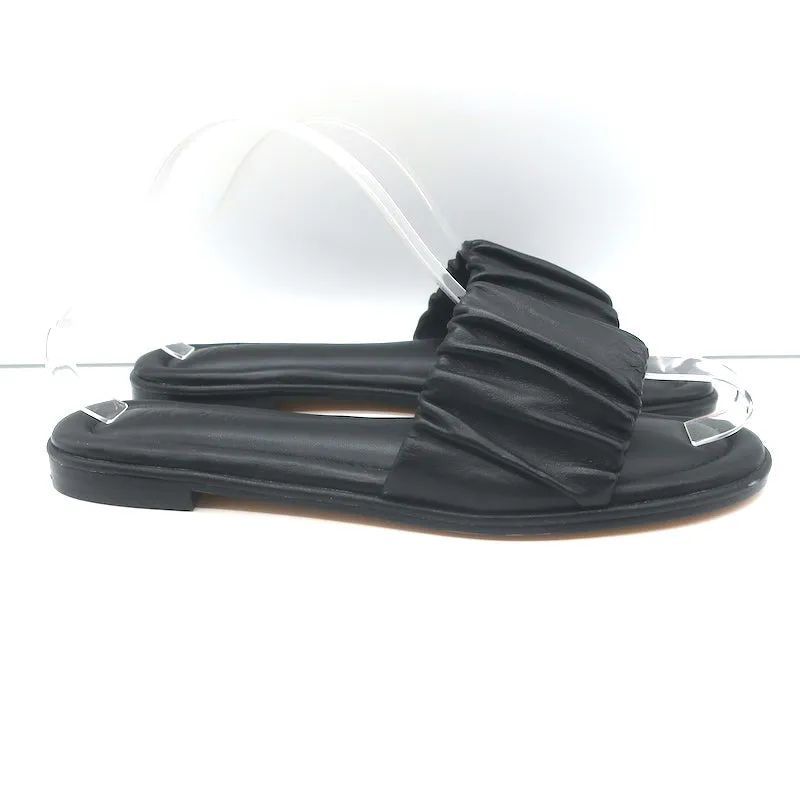 J.Crew Sandales plates à lanières élastiques Menorca en cuir noir Taille 9 NEUVE