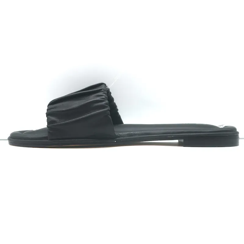 J.Crew Sandales plates à lanières élastiques Menorca en cuir noir Taille 9 NEUVE