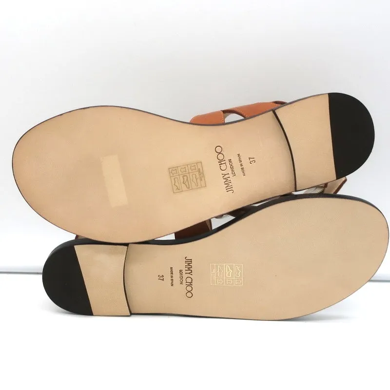 Jimmy Choo Sandales Astrid à Boucle Cuir Tan/Argent Taille 37 Escarpins à Lanière NEUF