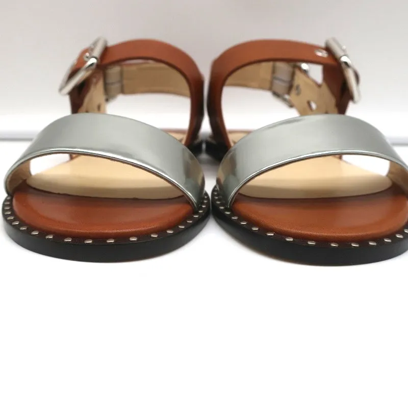 Jimmy Choo Sandales Astrid à Boucle Cuir Tan/Argent Taille 37 Escarpins à Lanière NEUF