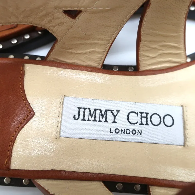 Jimmy Choo Sandales Astrid à Boucle Cuir Tan/Argent Taille 37 Escarpins à Lanière NEUF