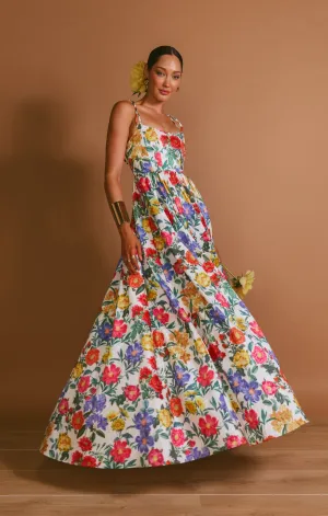Robe longue Juliet ~ Pivoine charmante en taffetas blanc