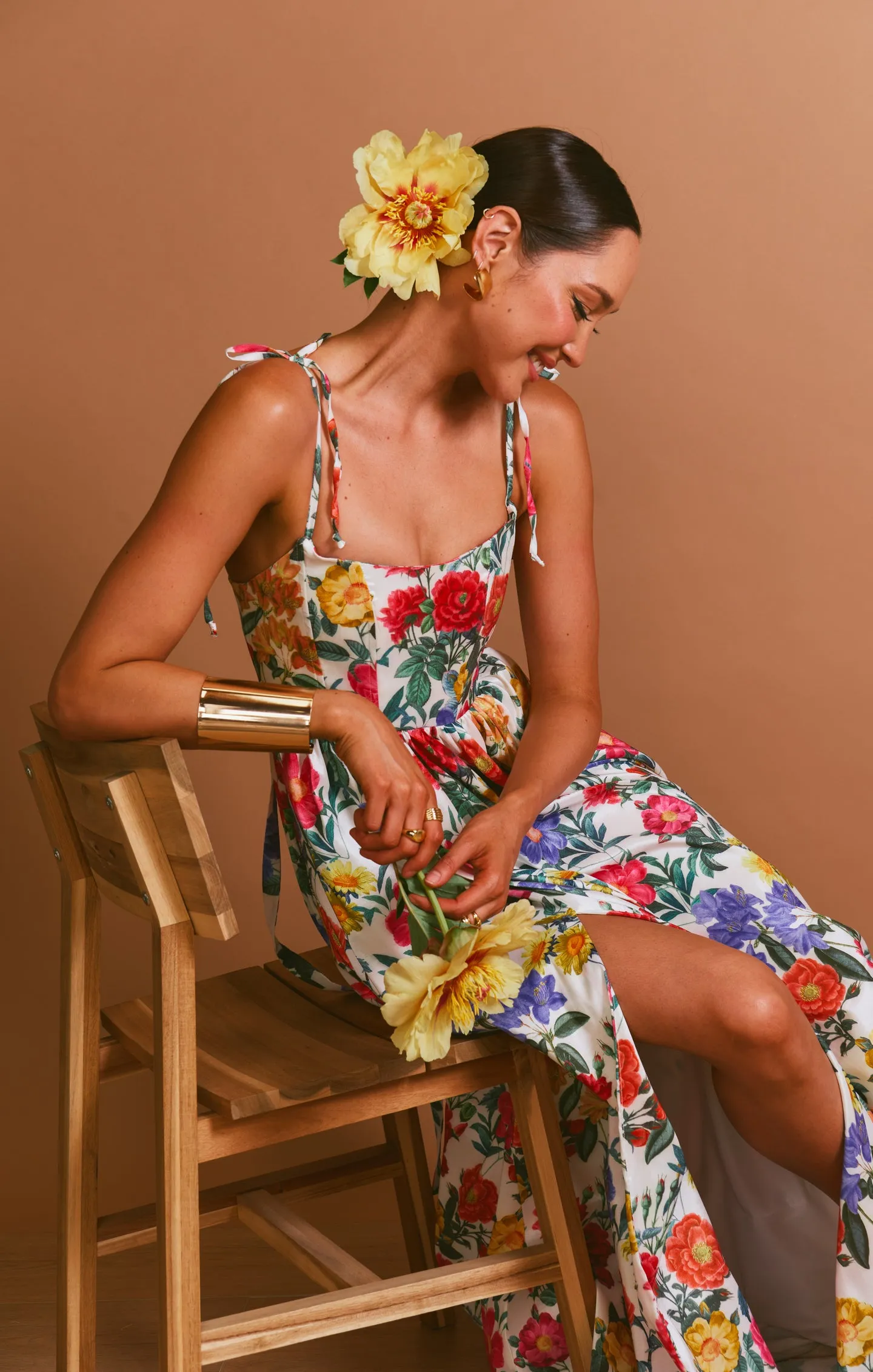Robe longue Juliet ~ Pivoine charmante en taffetas blanc