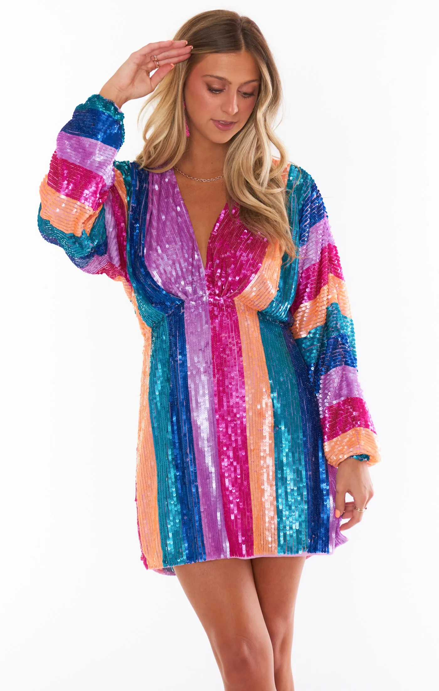 Robe courte Kidman ~ Sequins à rayures néon