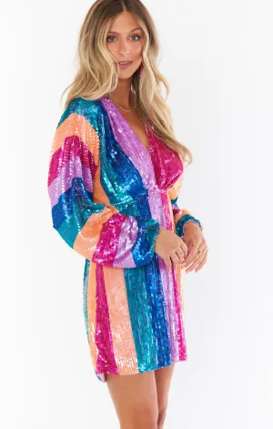 Robe courte Kidman ~ Sequins à rayures néon