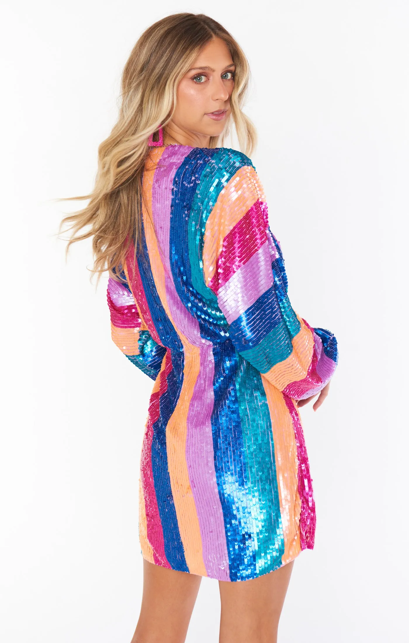 Robe courte Kidman ~ Sequins à rayures néon