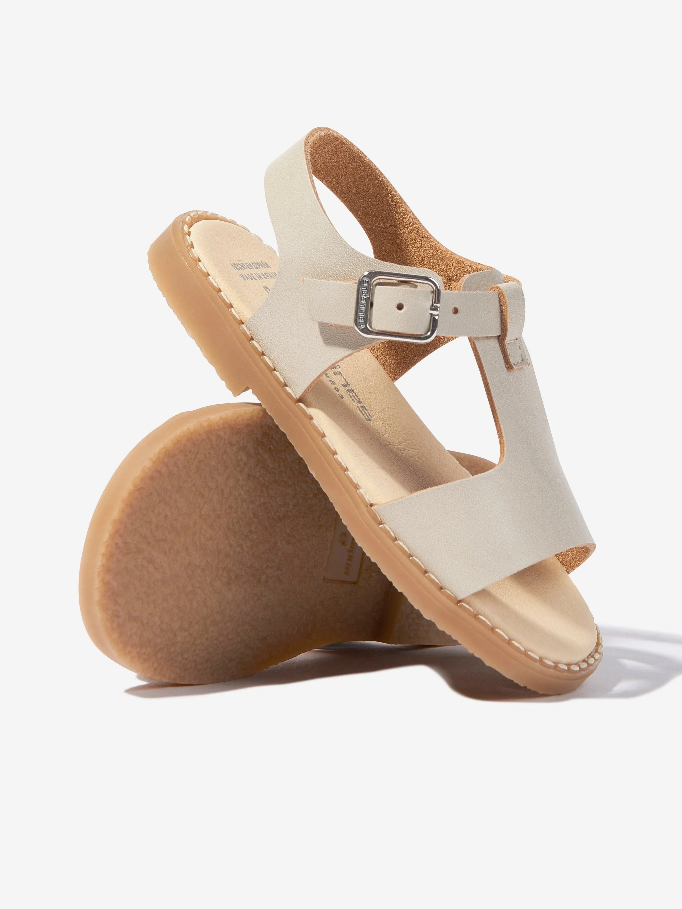 Sandales en cuir pour enfants en beige