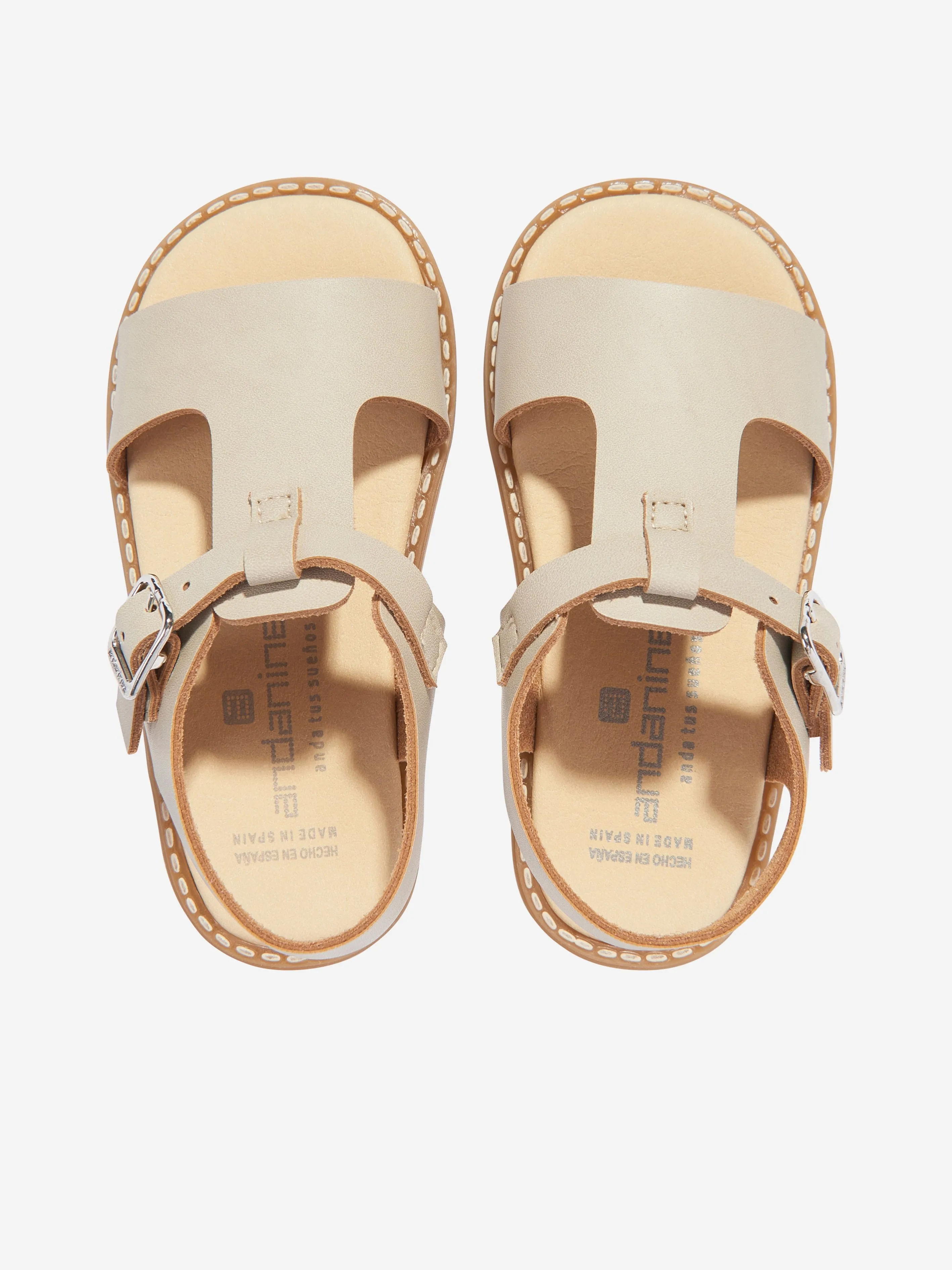 Sandales en cuir pour enfants en beige