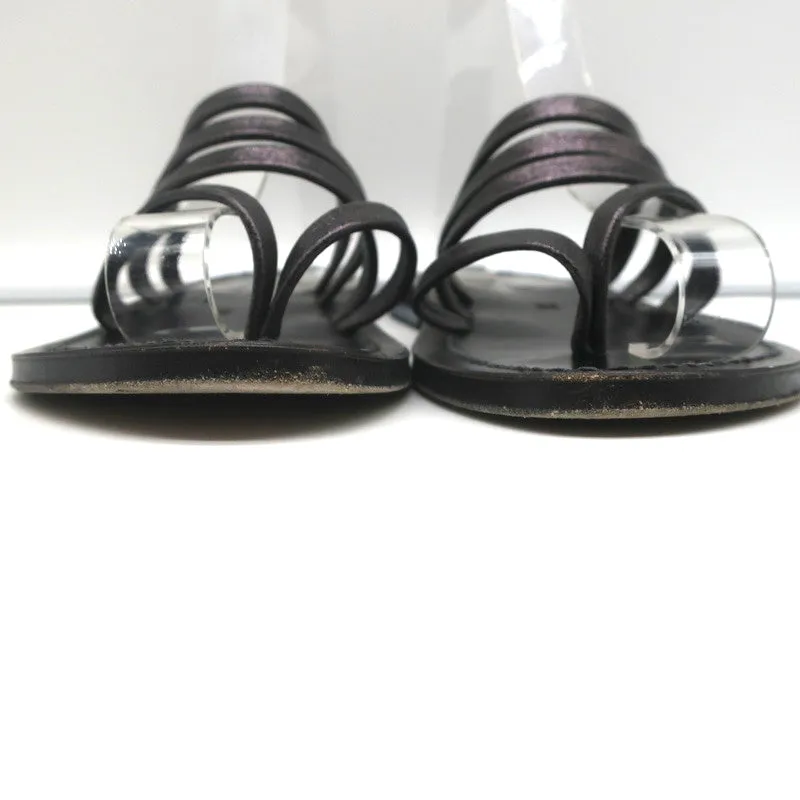Sandales K.Jacques Sycomore à lanières thong en cuir métallisé taille 38