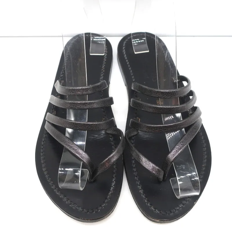 Sandales K.Jacques Sycomore à lanières thong en cuir métallisé taille 38