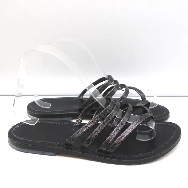 Sandales K.Jacques Sycomore à lanières thong en cuir métallisé taille 38
