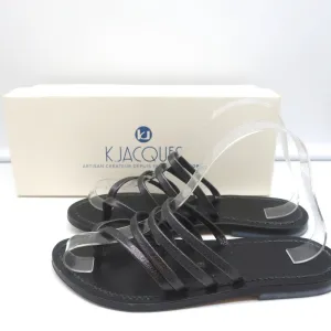 Sandales K.Jacques Sycomore à lanières thong en cuir métallisé taille 38