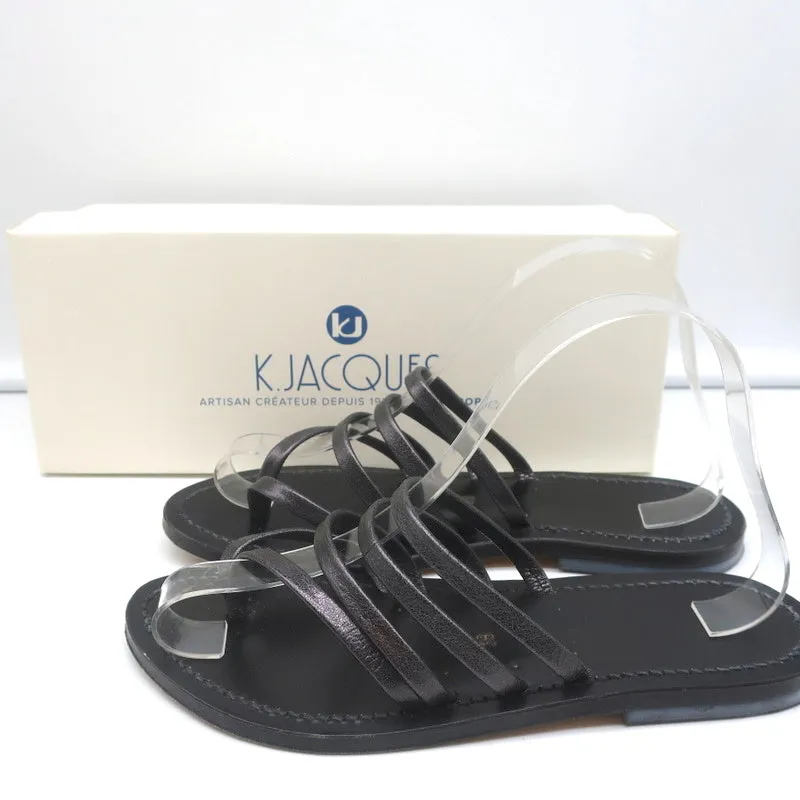 Sandales K.Jacques Sycomore à lanières thong en cuir métallisé taille 38