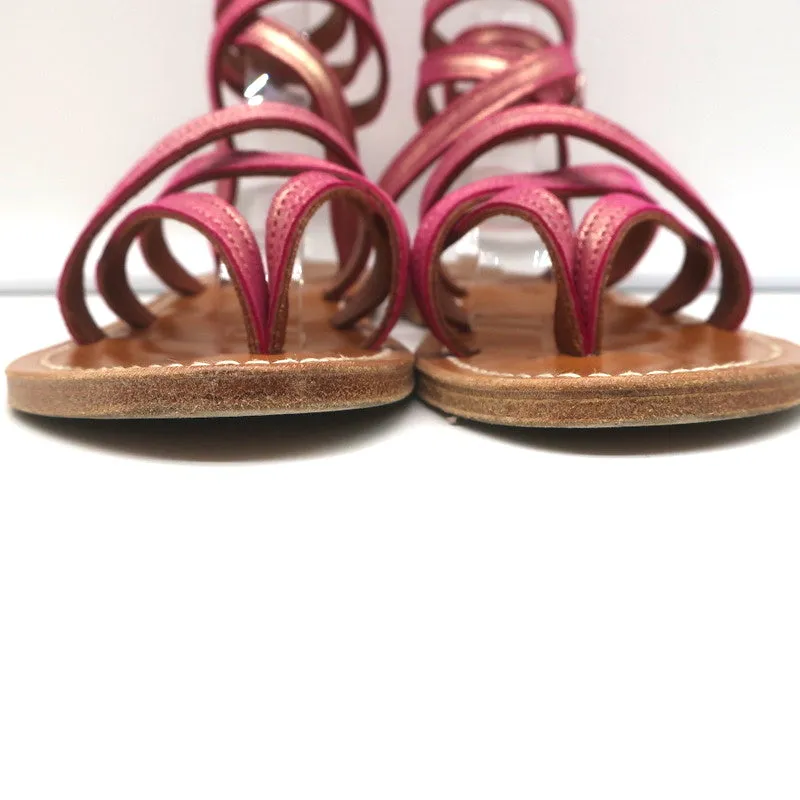 Sandales K.Jacques Zenobie à lanières enroulantes en suédé rose métallisé taille 38