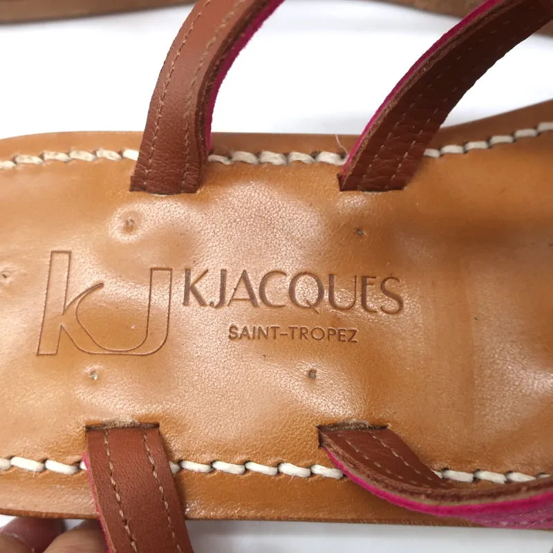Sandales K.Jacques Zenobie à lanières enroulantes en suédé rose métallisé taille 38