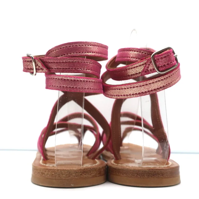 Sandales K.Jacques Zenobie à lanières enroulantes en suédé rose métallisé taille 38