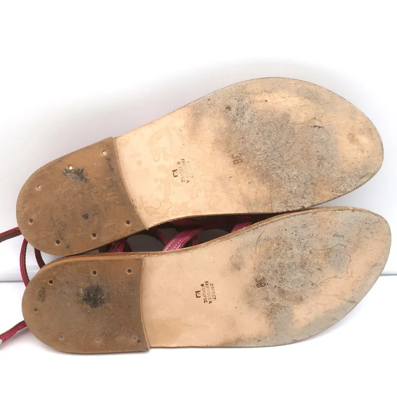 Sandales K.Jacques Zenobie à lanières enroulantes en suédé rose métallisé taille 38