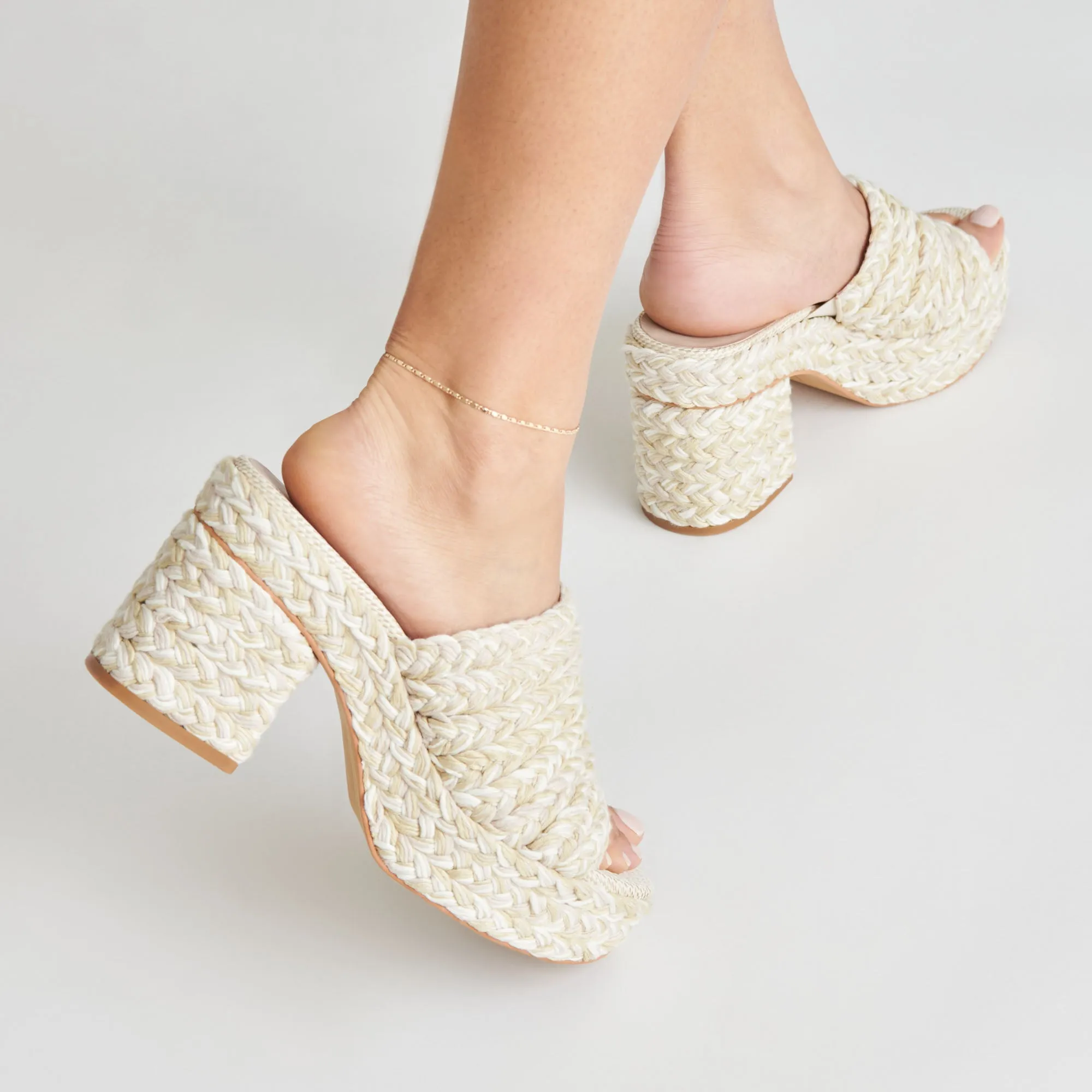LADY HEELS IVOIRE MULTI TISSÉ