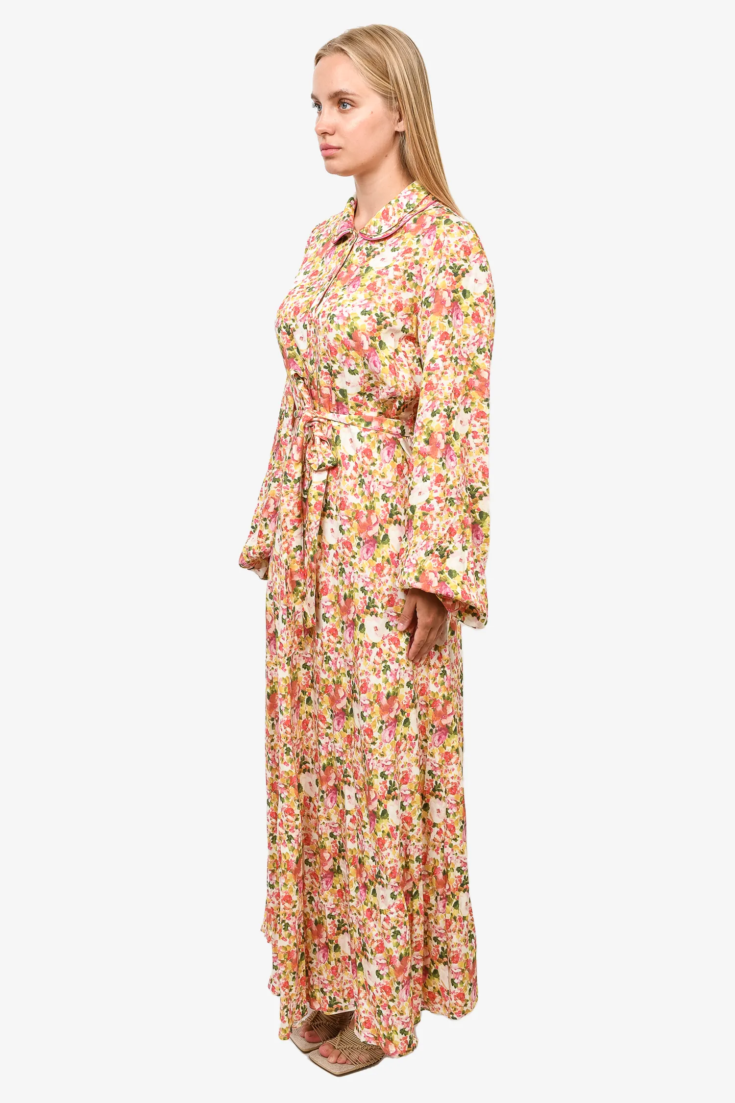 Robe longue boutonnée florale Loretta Caponi Taille L
