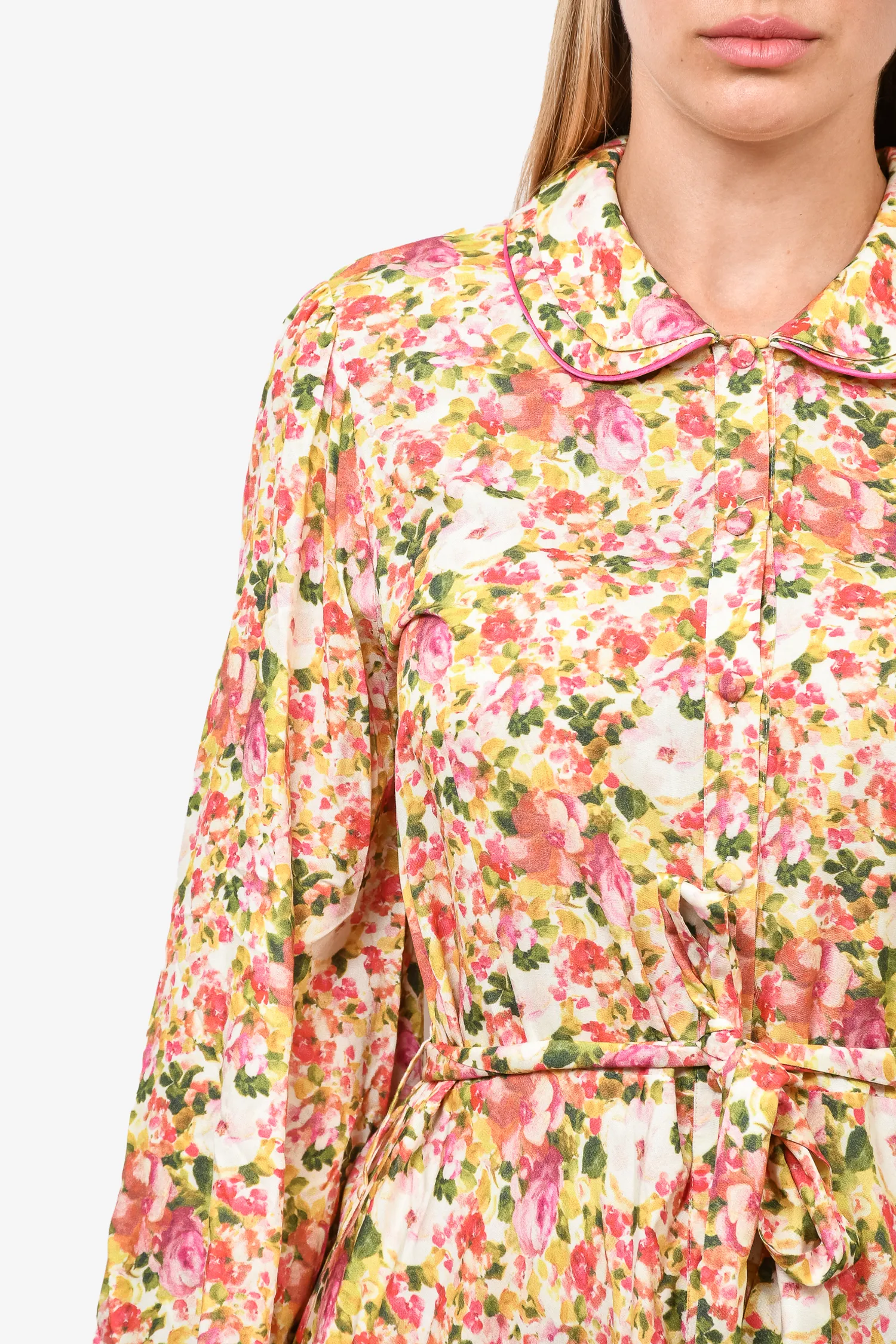 Robe longue boutonnée florale Loretta Caponi Taille L
