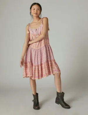 Lucky Brand Robe à Imprimé Mixte à Manches Volantées Pêche Multicolore Lucky Brand
