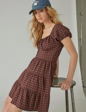 Robe à carreaux à manches courtes Lucky Brand rose multicolore Lucky Brand
