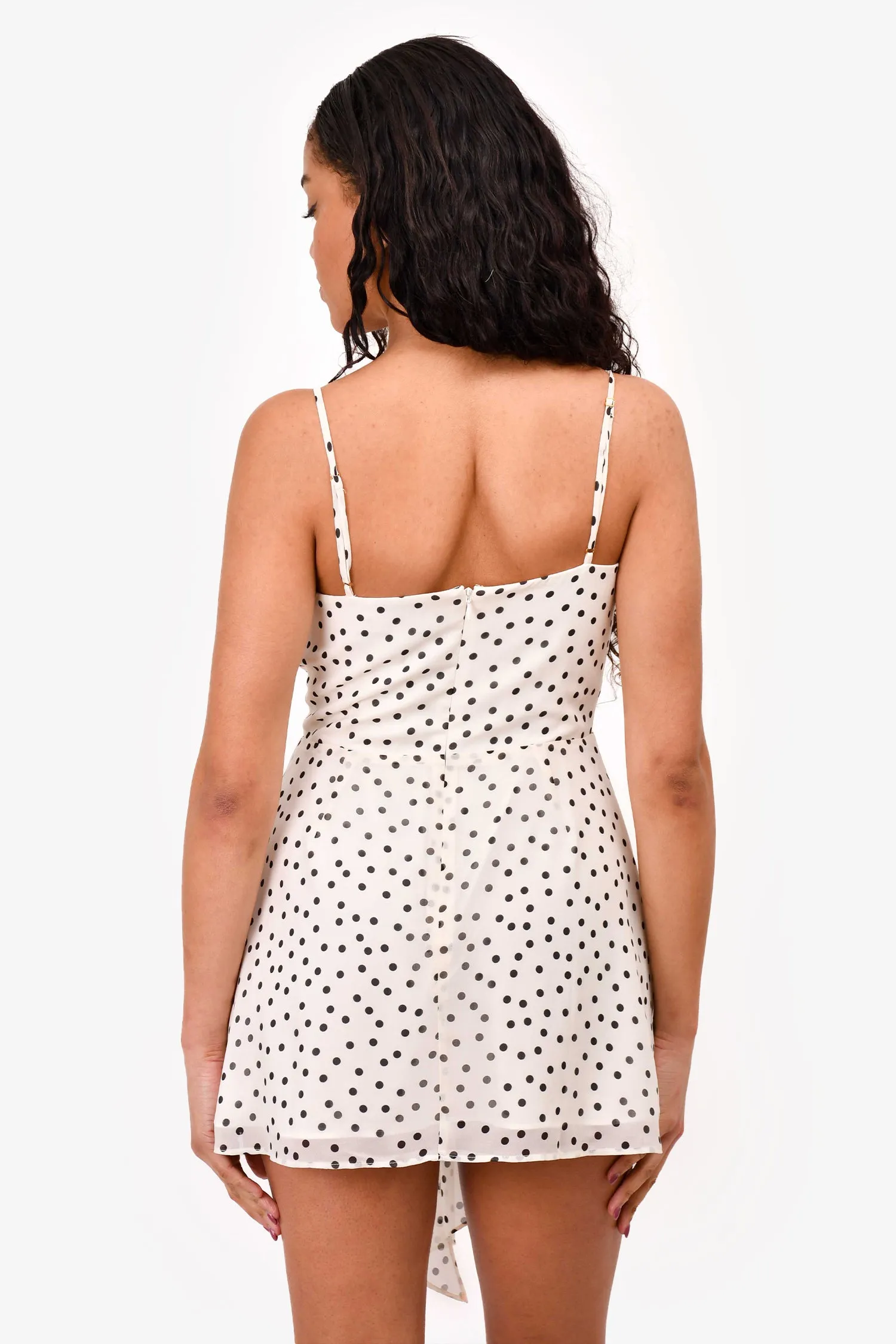 Robe mini à rosettes à pois blancs et noirs Majorelle Taille M