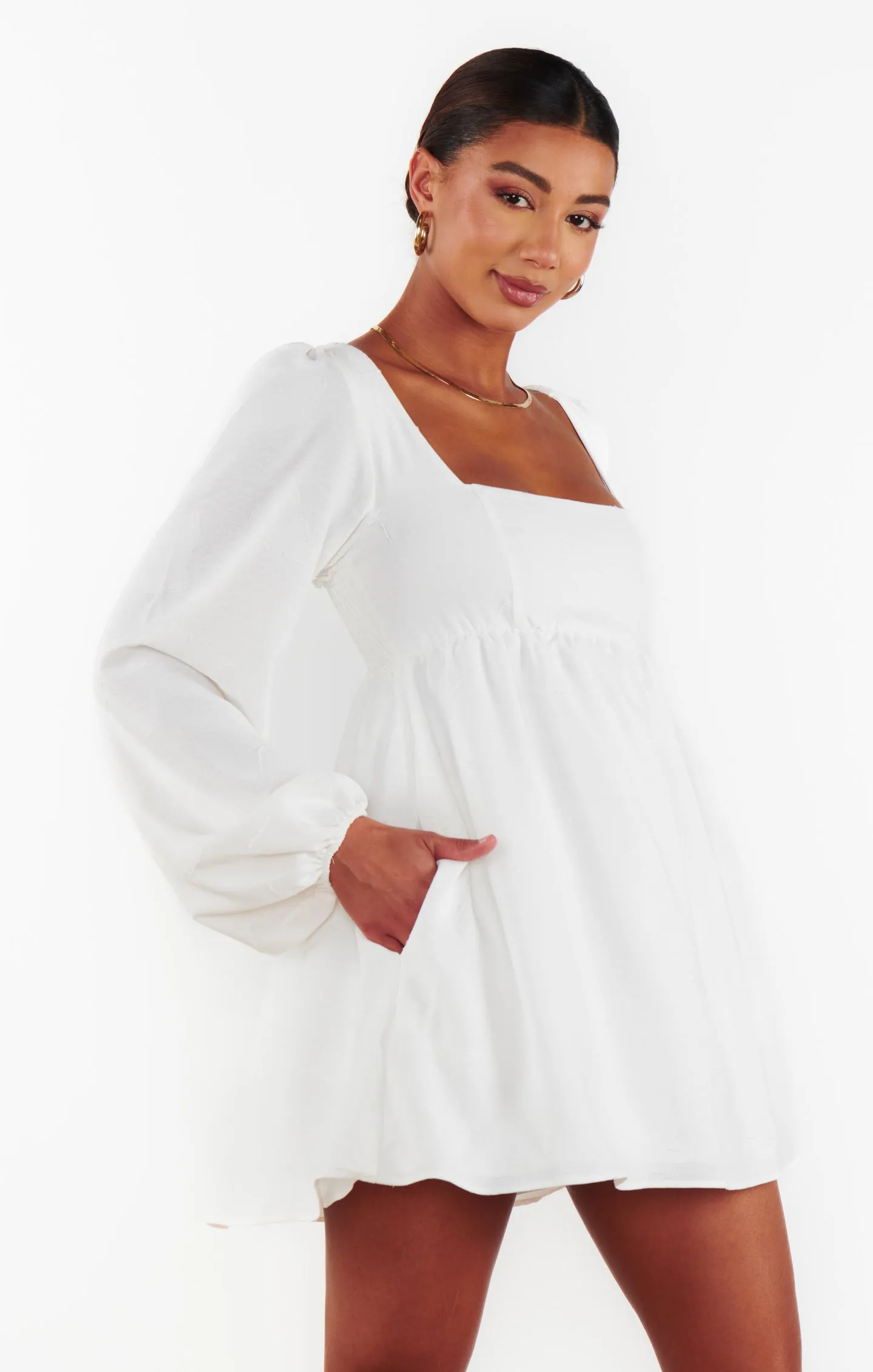 Robe courte Marianna ~ Papillon blanc à clip