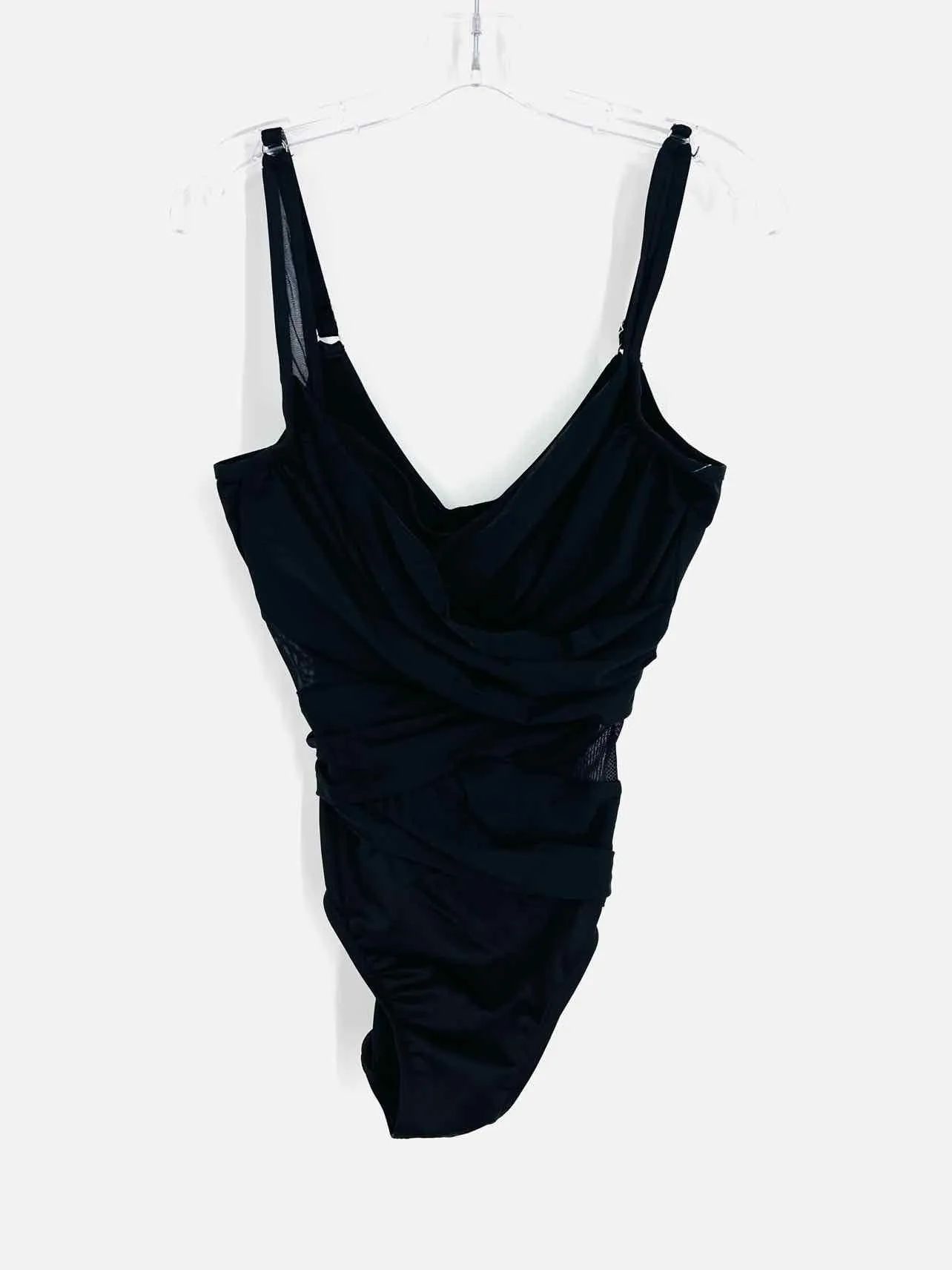 Miraclesuit Taille 10 Noir Uni Maillot de Bain Plissé