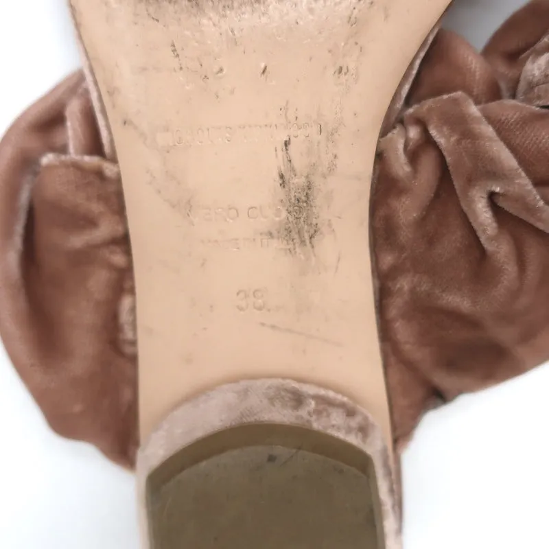 Nicholas Kirkwood Sandales plates à bride coulissante en velours froncé blush taille 38