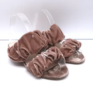 Nicholas Kirkwood Sandales plates à bride coulissante en velours froncé blush taille 38