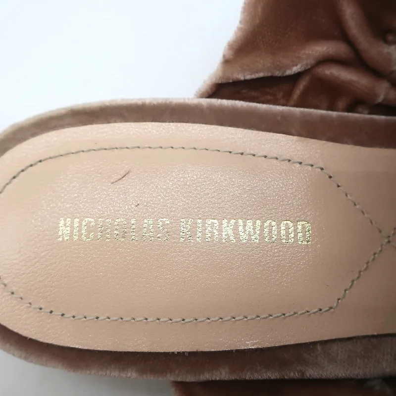 Nicholas Kirkwood Sandales plates à bride coulissante en velours froncé blush taille 38