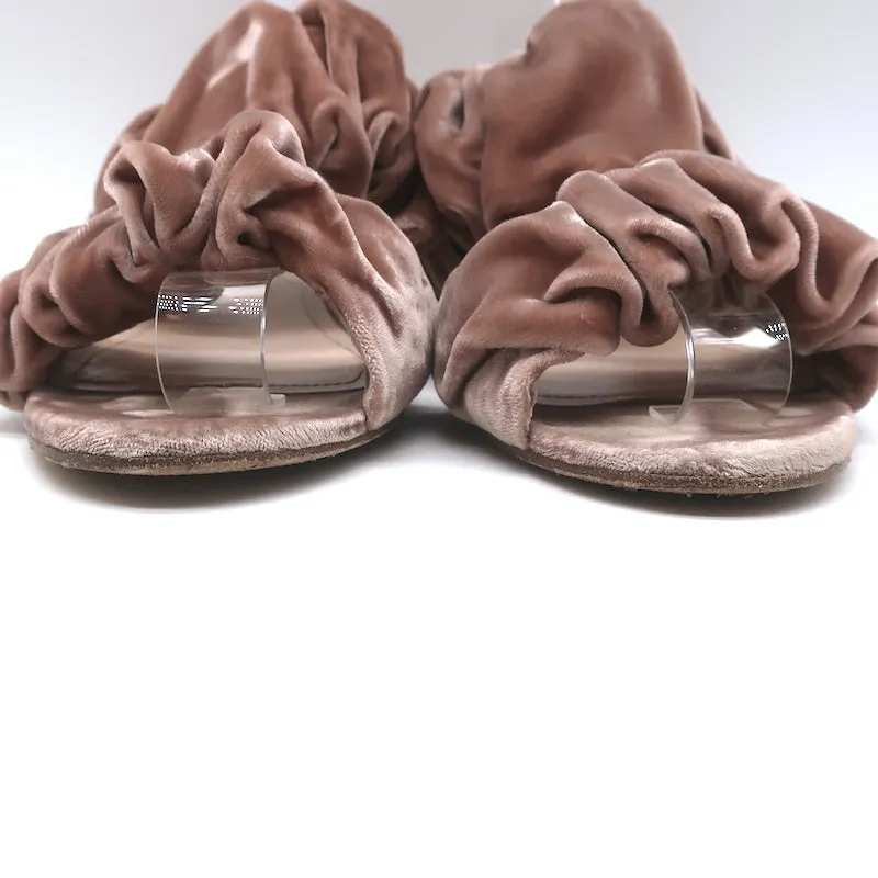 Nicholas Kirkwood Sandales plates à bride coulissante en velours froncé blush taille 38