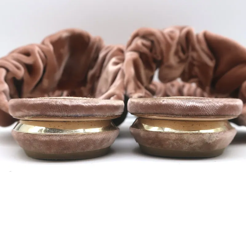 Nicholas Kirkwood Sandales plates à bride coulissante en velours froncé blush taille 38