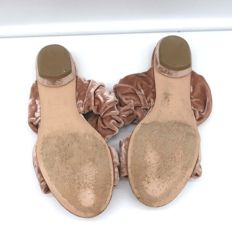 Nicholas Kirkwood Sandales plates à bride coulissante en velours froncé blush taille 38