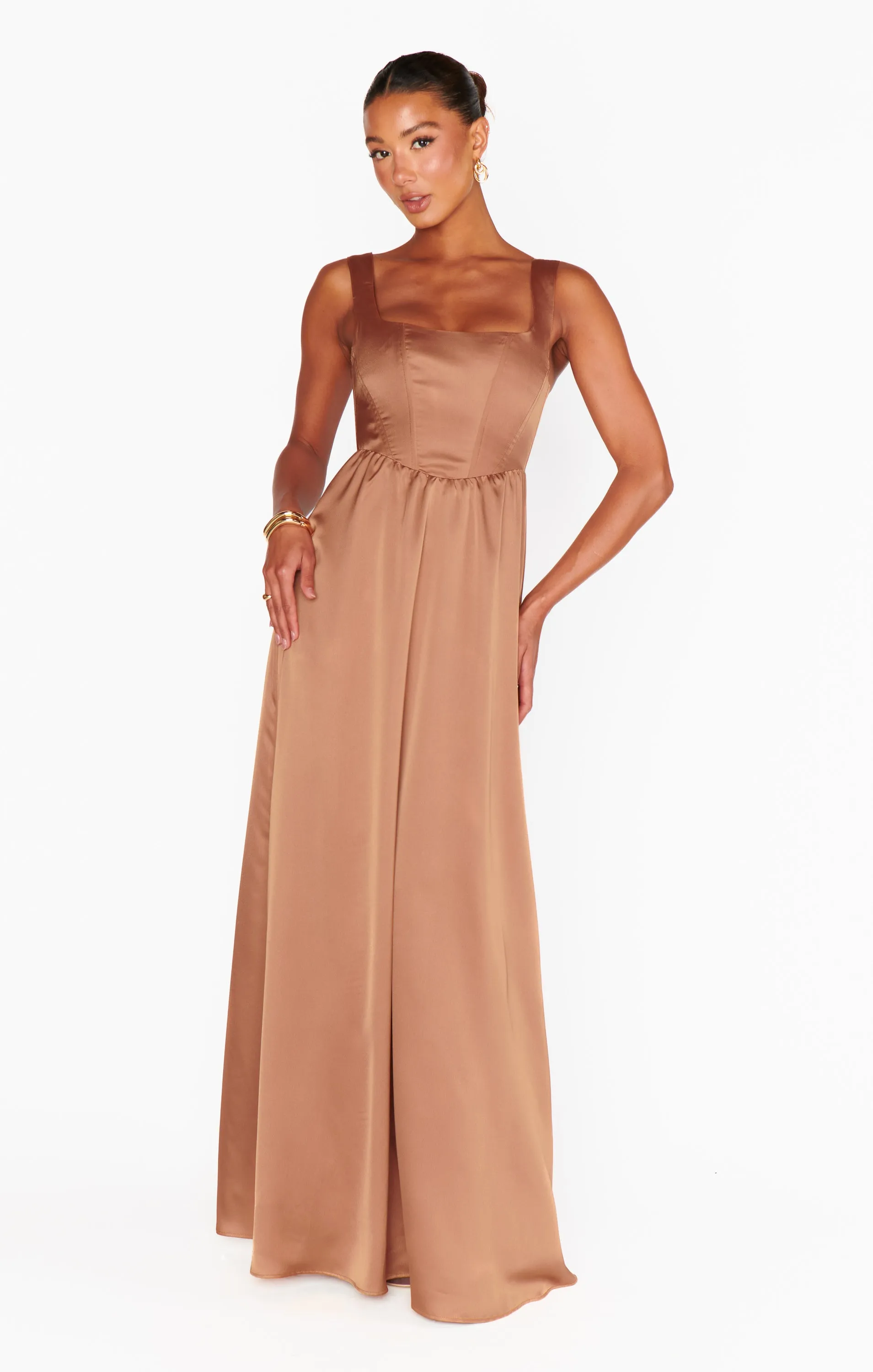 Robe longue Nina ~ Satin luxe cuivré