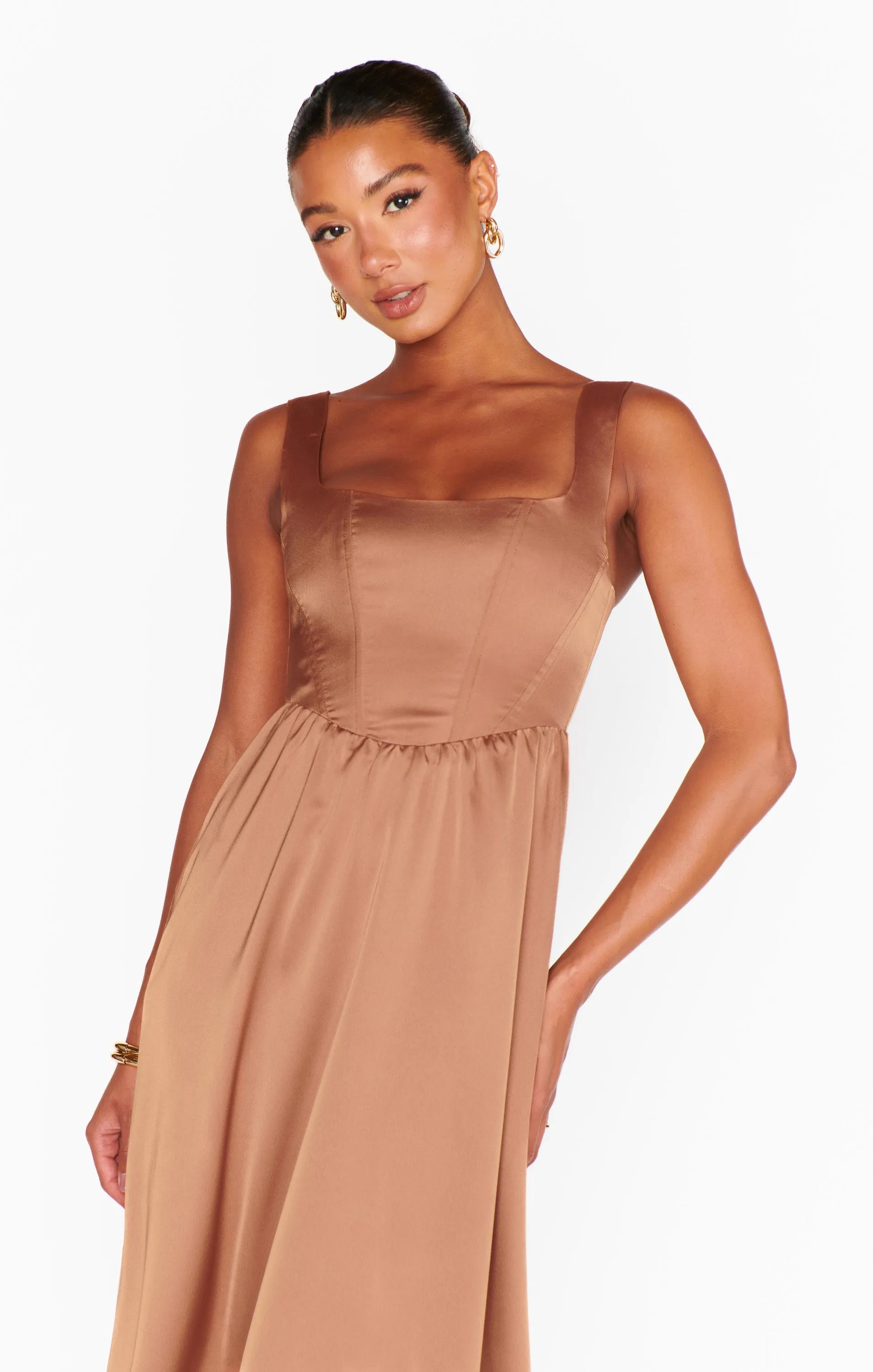 Robe longue Nina ~ Satin luxe cuivré