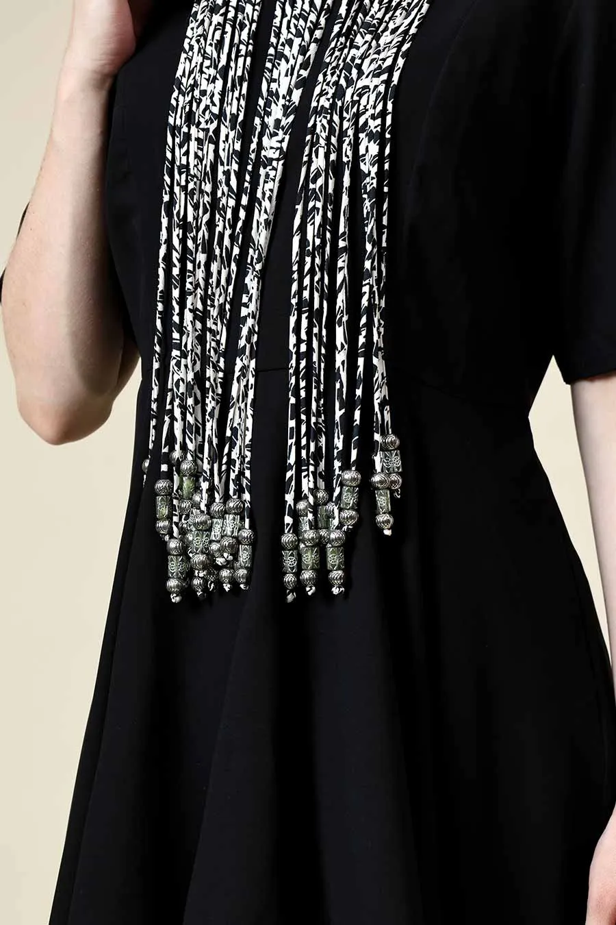 Ensemble Coordonné Franges Métalliques Noir