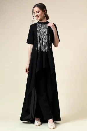 Ensemble Coordonné Franges Métalliques Noir
