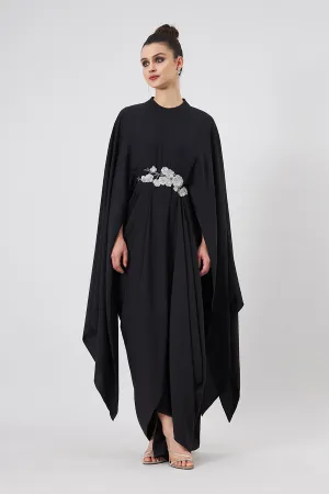 Robe drapée florale Mystic Bloom Noir